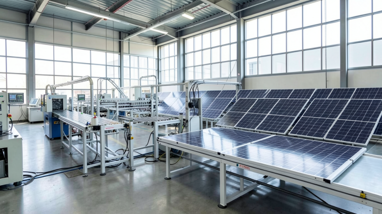fabricant français panneau solaire dans une usine moderne de production en France
