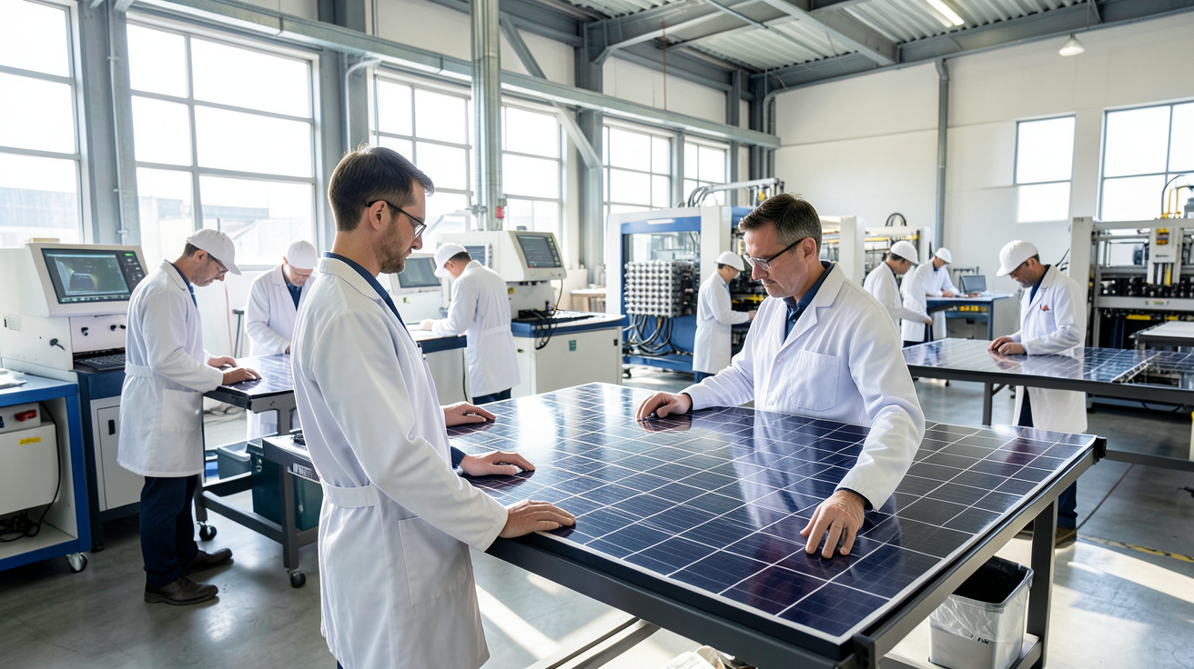 fabricant français de panneaux photovoltaïques dans un atelier industriel moderne