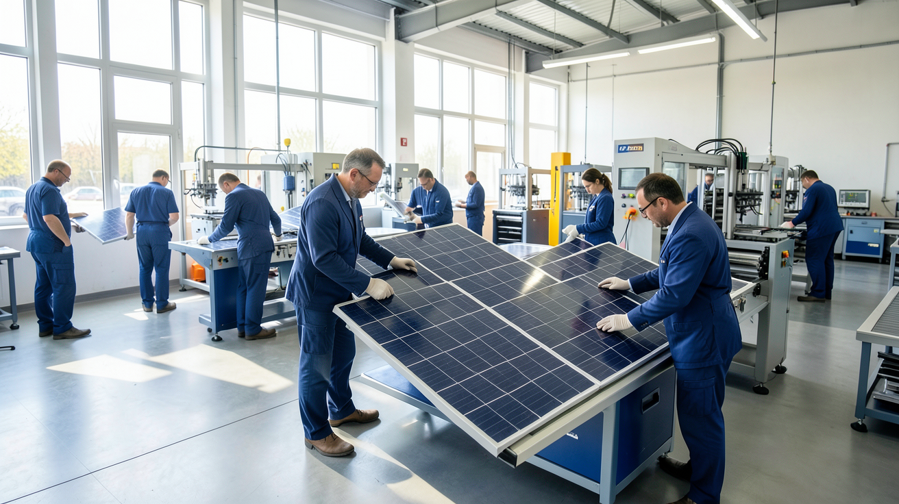 fabricant français de panneaux photovoltaïques dans un atelier de production moderne