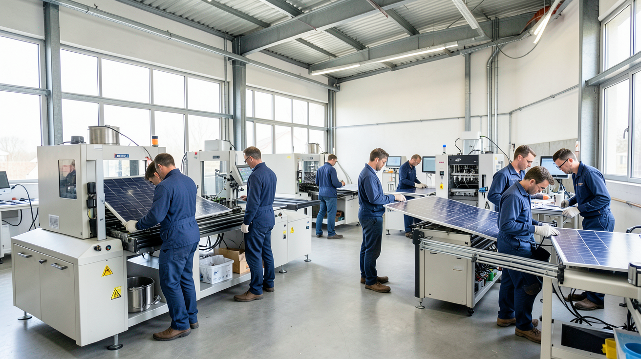 fabricant panneau photovoltaïque français dans un atelier industriel moderne en France