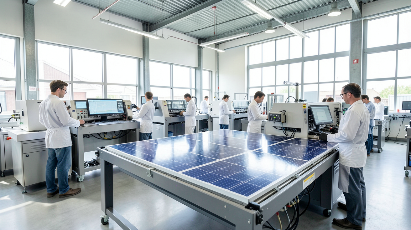 fabricant panneau photovoltaïque français dans un atelier de production moderne