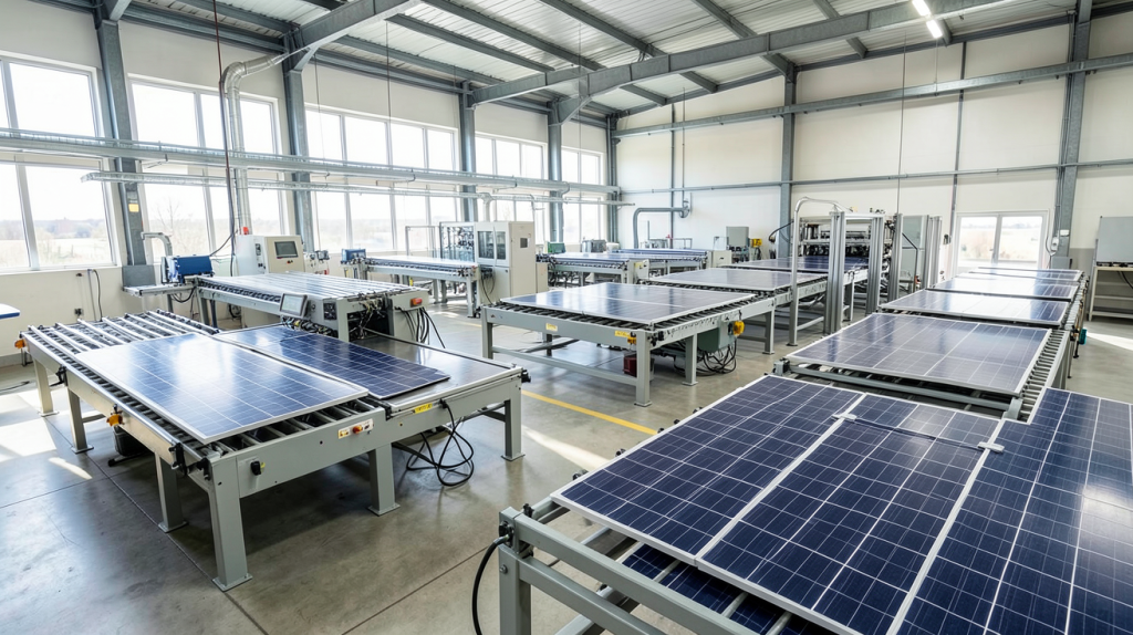 fabricant panneau photovoltaïque français dans une usine moderne de production