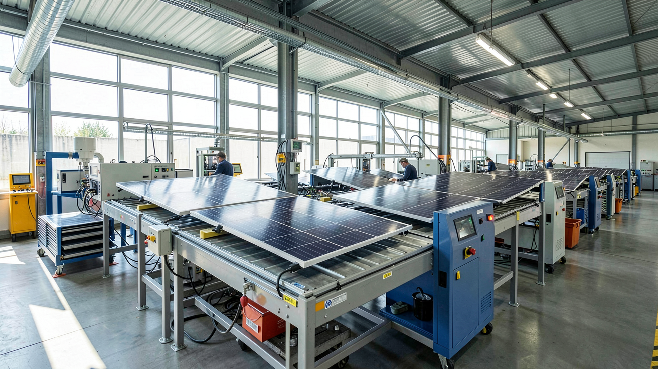 fabricant panneau solaire allemand usine moderne de production avec lignes automatisées