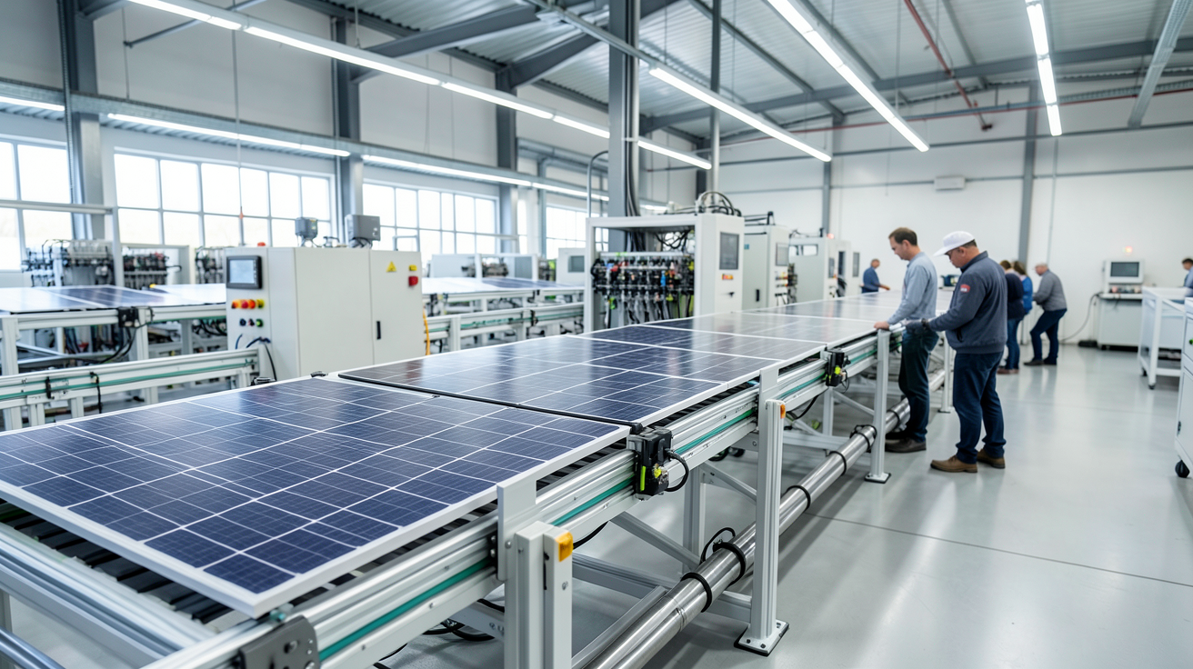 fabricant panneau solaire dans une usine de fabrication de haute technologie