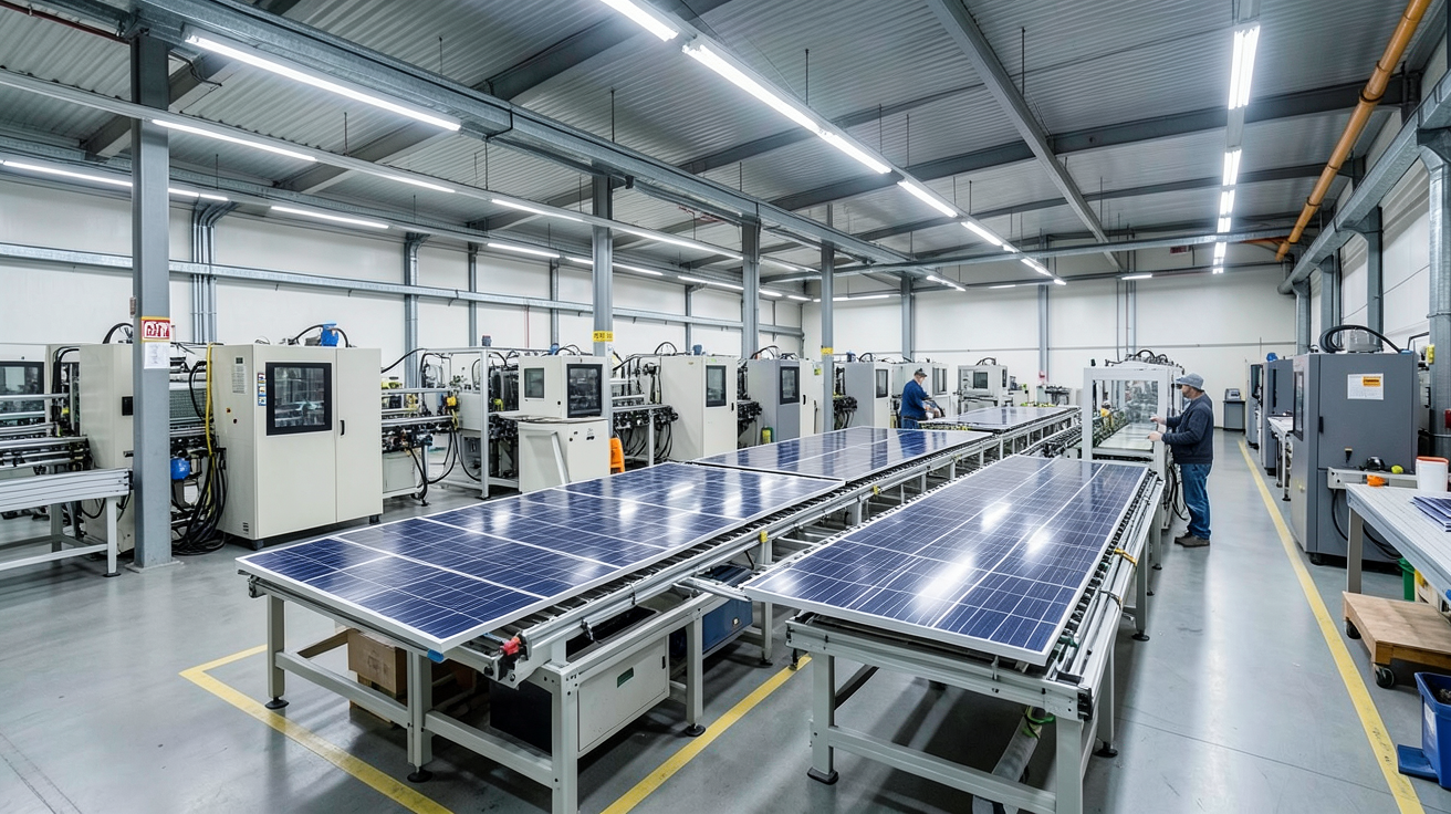 fabricant panneaux photovoltaïques usine moderne avec lignes de production automatisées
