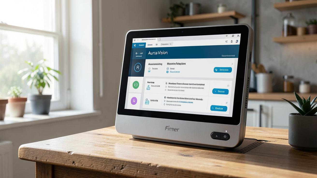 fimer onduleur avec écran affichant l'interface Aurora Vision pour la gestion et le monitoring