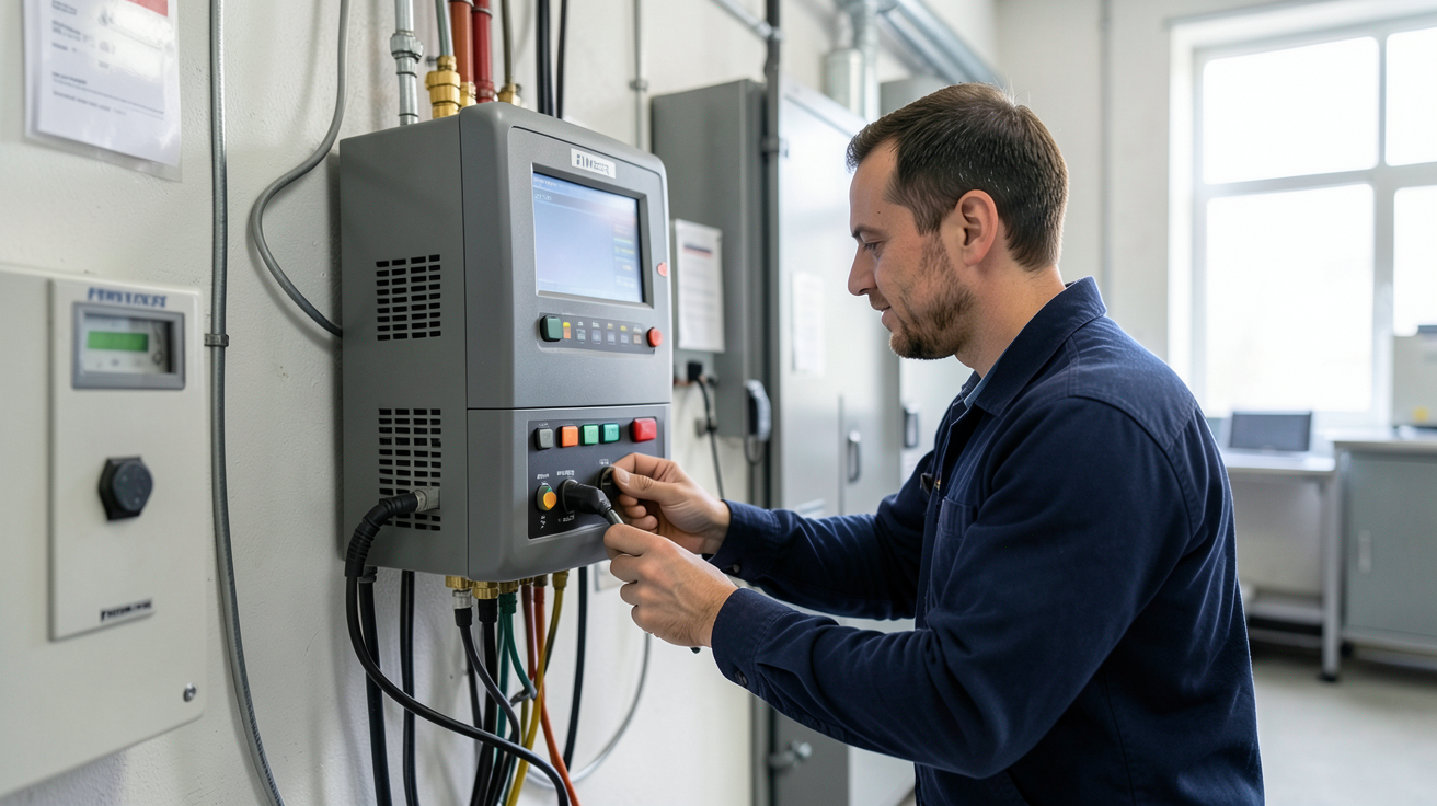 fimer onduleur en cours d'installation pas à pas par un technicien dans un local technique