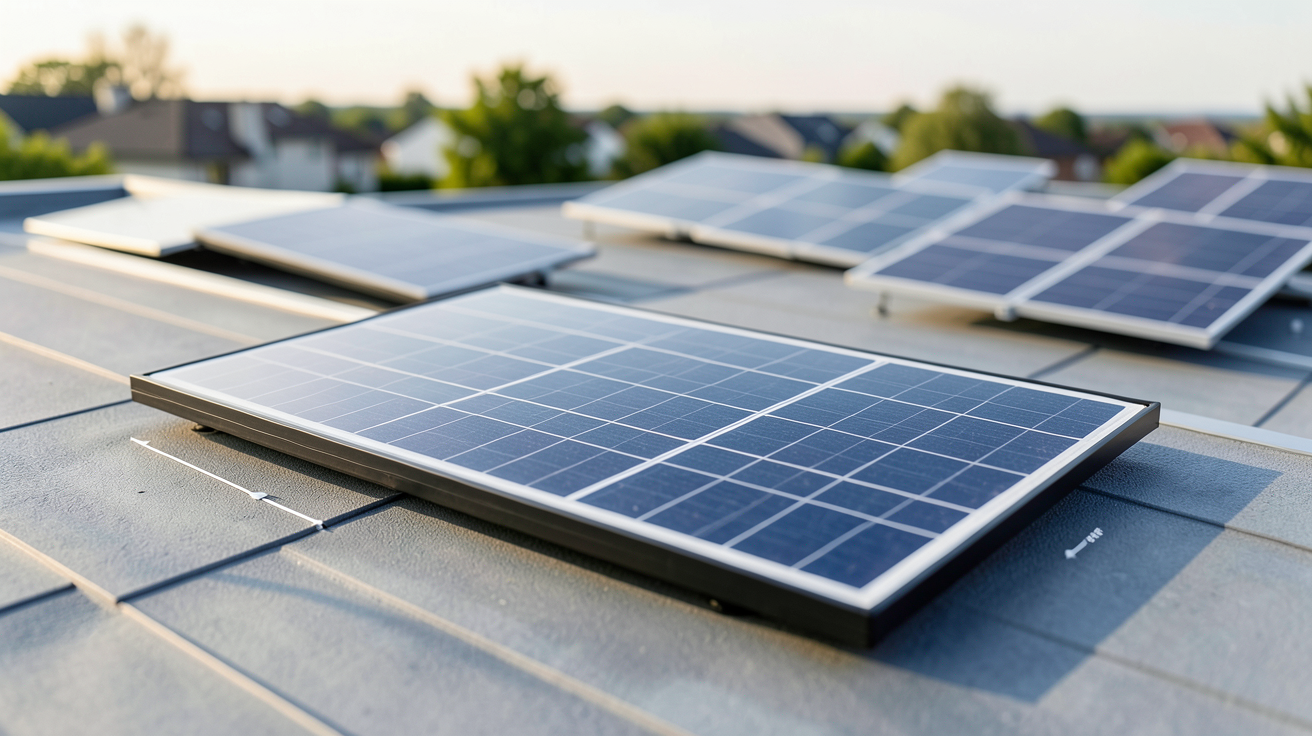 fonroche panneau solaire installé sur un toit moderne avec d'autres marques en arrière-plan pour comparaison