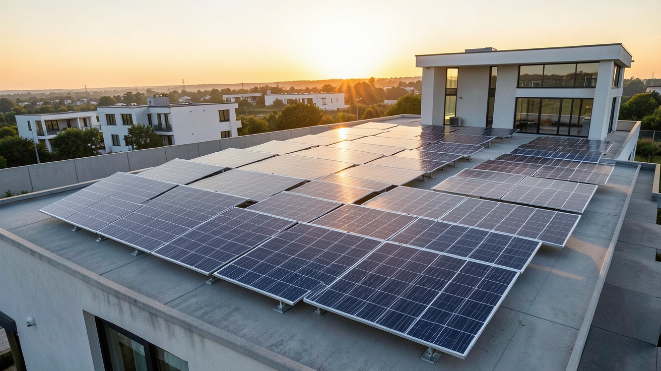 fonroche panneau solaire de la gamme 2024 disposés sur un toit de maison moderne