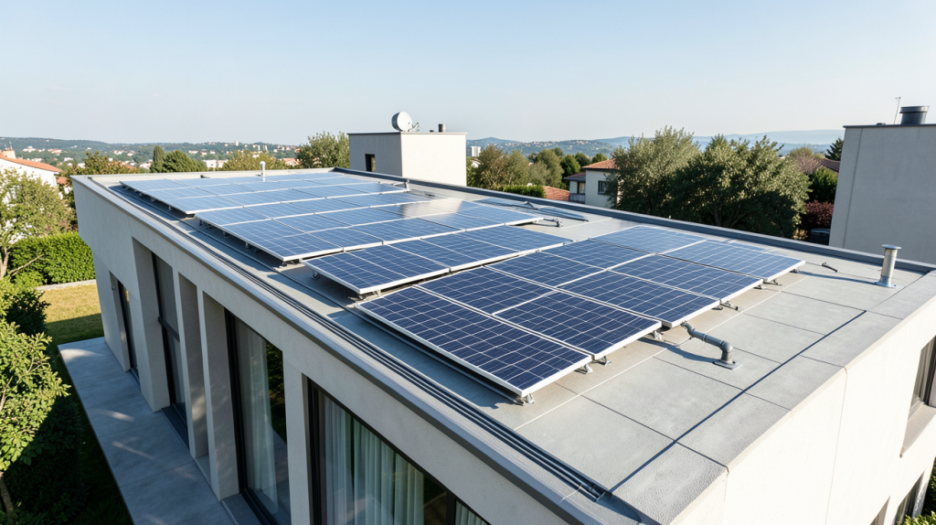 fonroche panneau solaire intégré sur la toiture d'une villa moderne