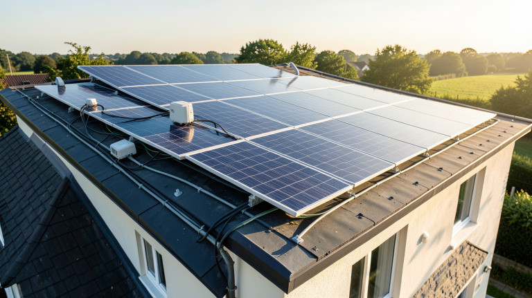 forum photovoltaïque edf installation de panneaux solaires sur le toit d'une maison individuelle avec onduleurs et câbles