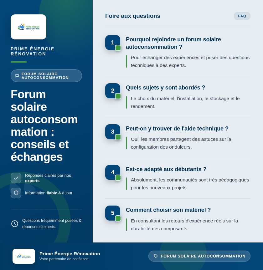 Infographie : Forum solaire autoconsommation : conseils et échanges