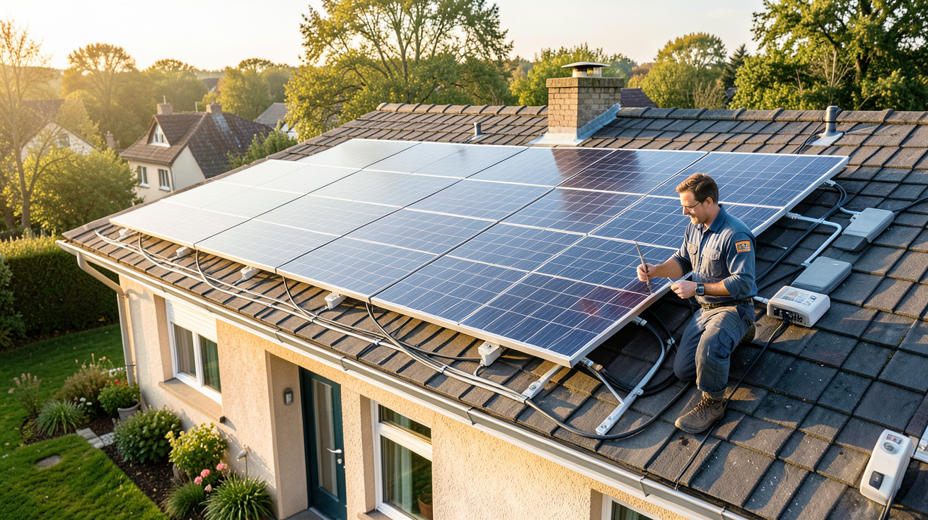 fournisseur de panneaux solaires certifié RGE réalisant une installation sur une maison individuelle