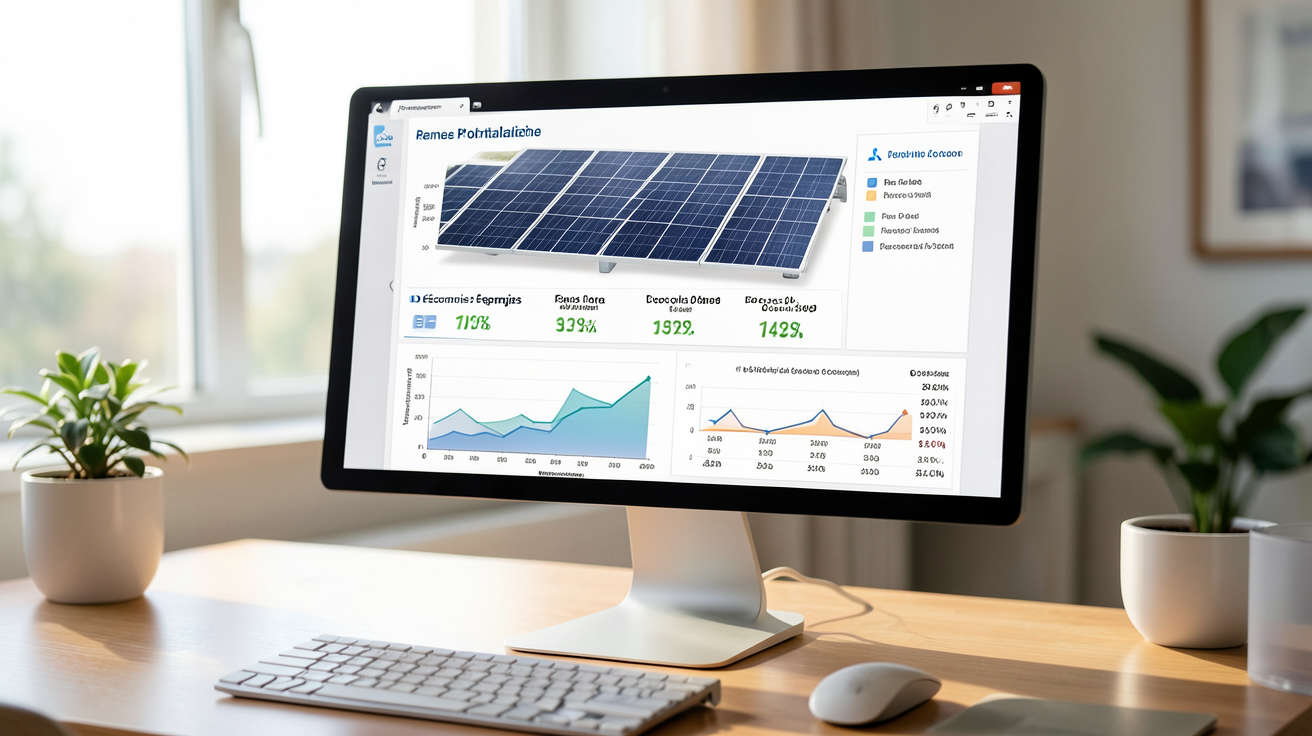 gdf panneaux photovoltaiques simulation de rentabilité et économies d’énergie sur écran d'ordinateur