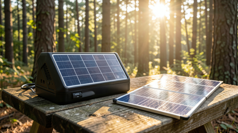 générateur solaire autonome utilisé pour l'alimentation électrique lors d'un camping en plein air