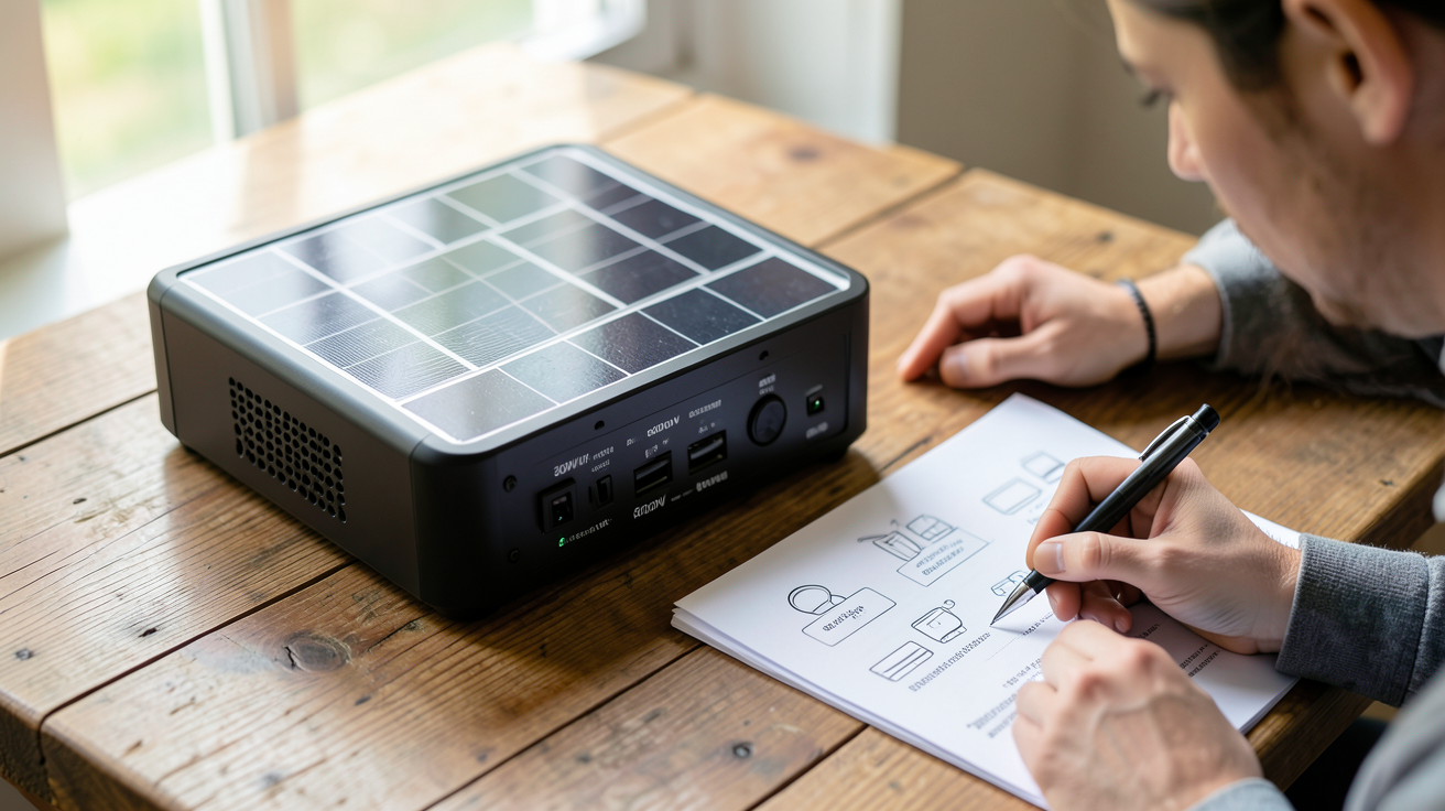 générateur solaire portatif 300w à 6000w utilisé pour illustrer le calcul des besoins en puissance avec un exemple concret