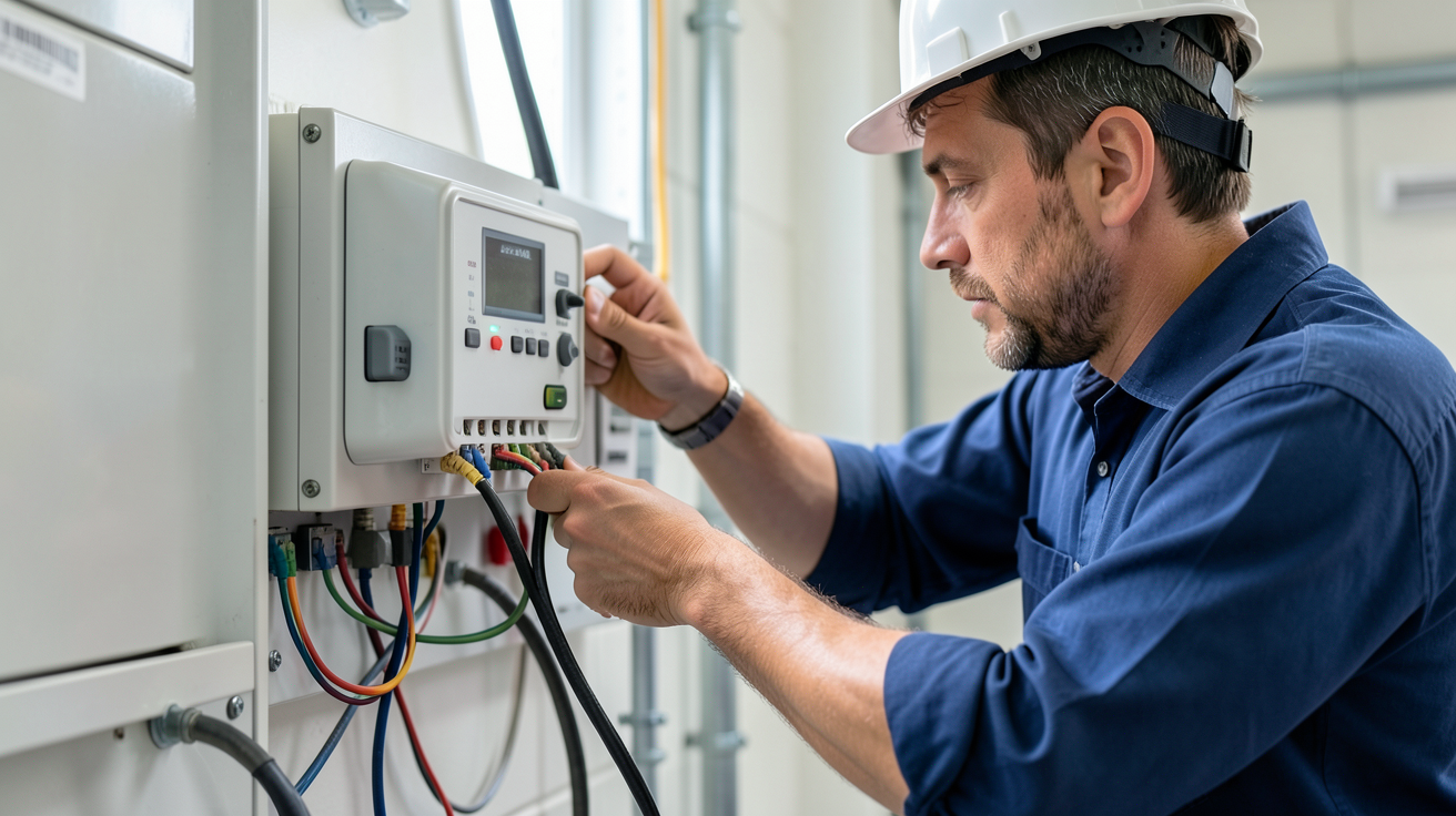 générateur solaire pour maison en cours d'installation par un professionnel qualifié