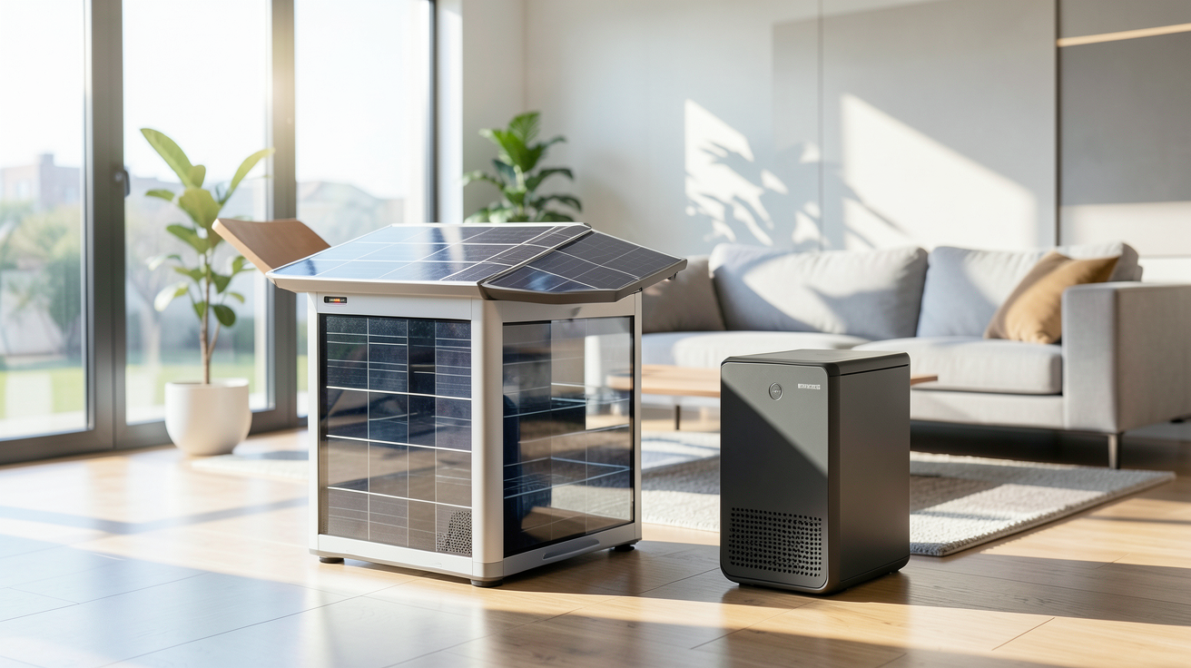 générateur solaire pour maison installé dans un intérieur moderne et lumineux