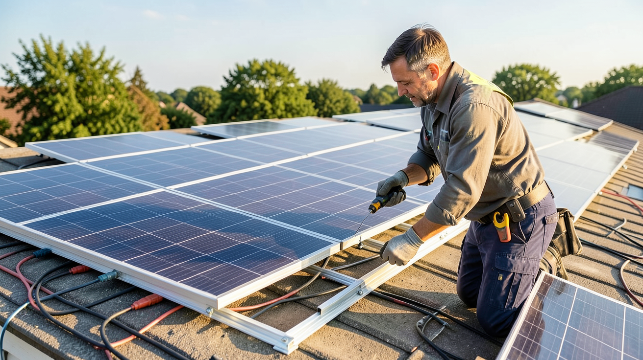 gramme panneaux photovoltaiques processus d'installation étape par étape avec installateur professionnel