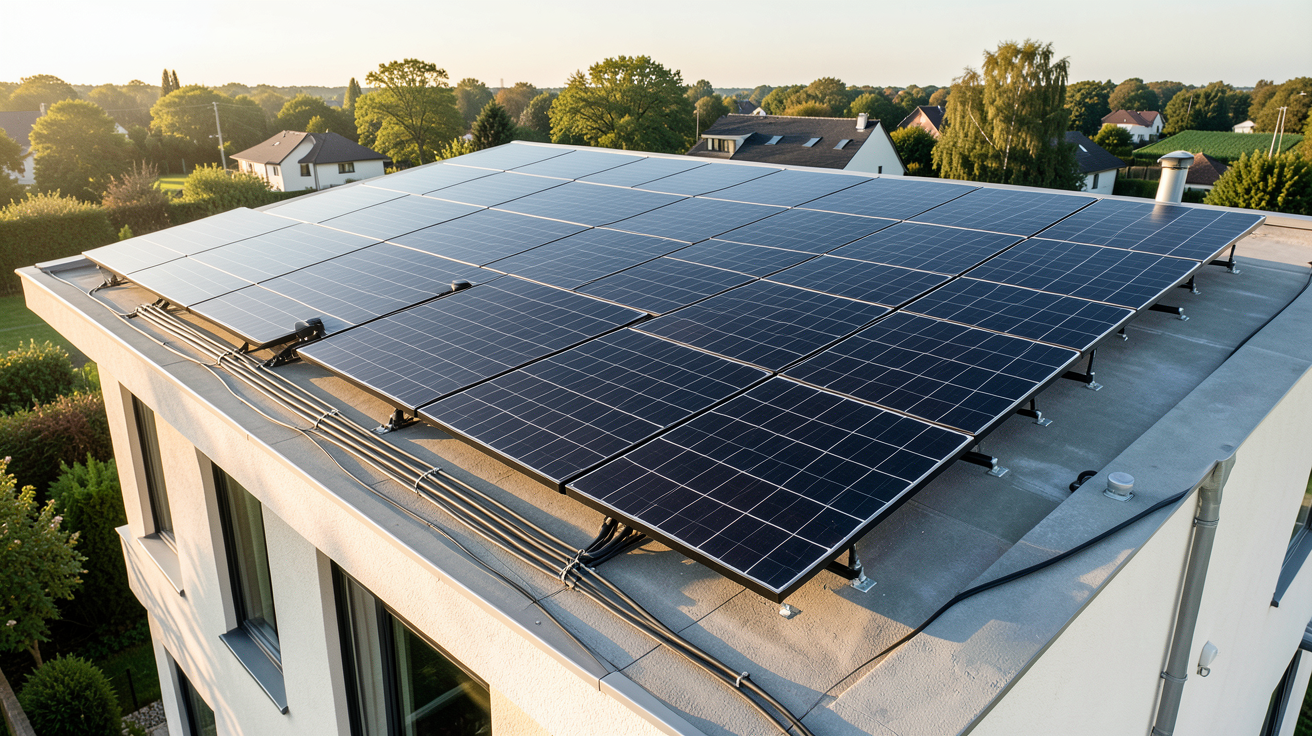 groupe e photovoltaïque installation photovoltaïque Groupe E sur le toit d'une maison moderne avec panneaux solaires noirs
