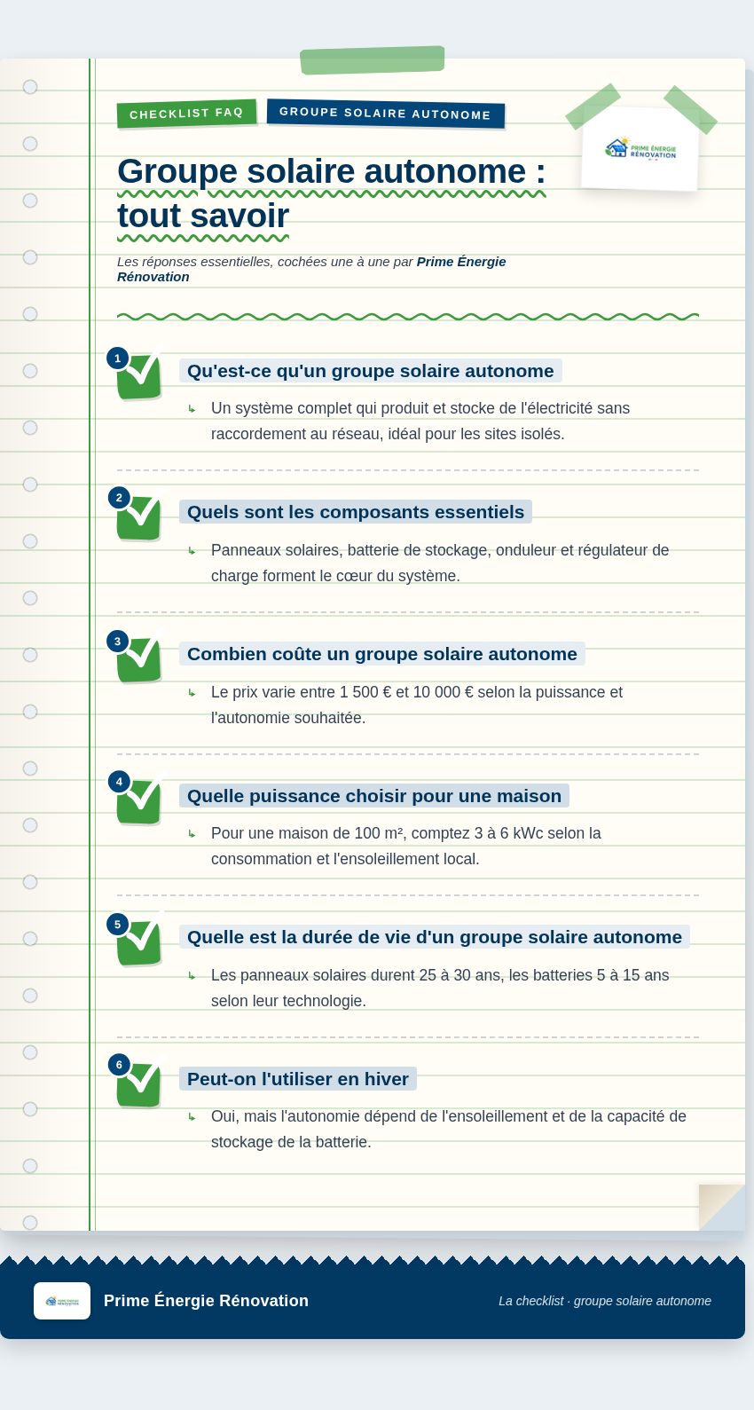 Infographie : Groupe solaire autonome : tout savoir