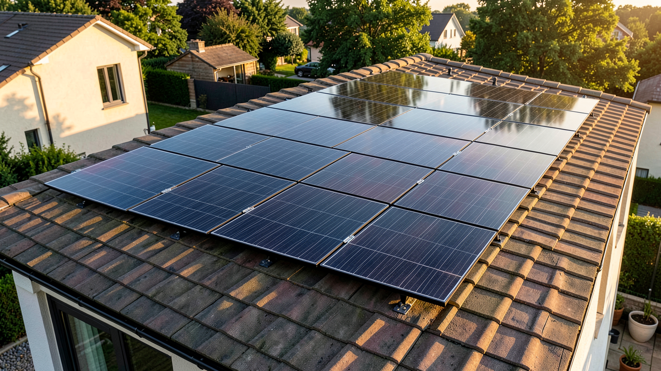 groupe verlaine panneaux photovoltaïques installés sur le toit d'une maison moderne pour une puissance de 6 kWc