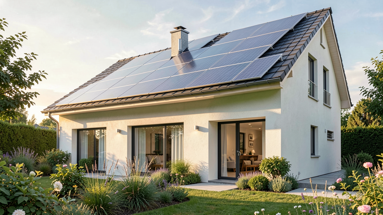 groupe verlaine panneaux photovoltaïques installés sur une maison moderne pour maximiser les économies d'énergie grâce aux aides financières de 2024.