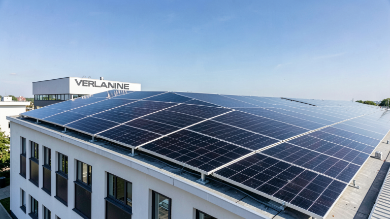 groupe Verlaine photovoltaïque avec centrale solaire urbaine sur toit de bâtiment moderne