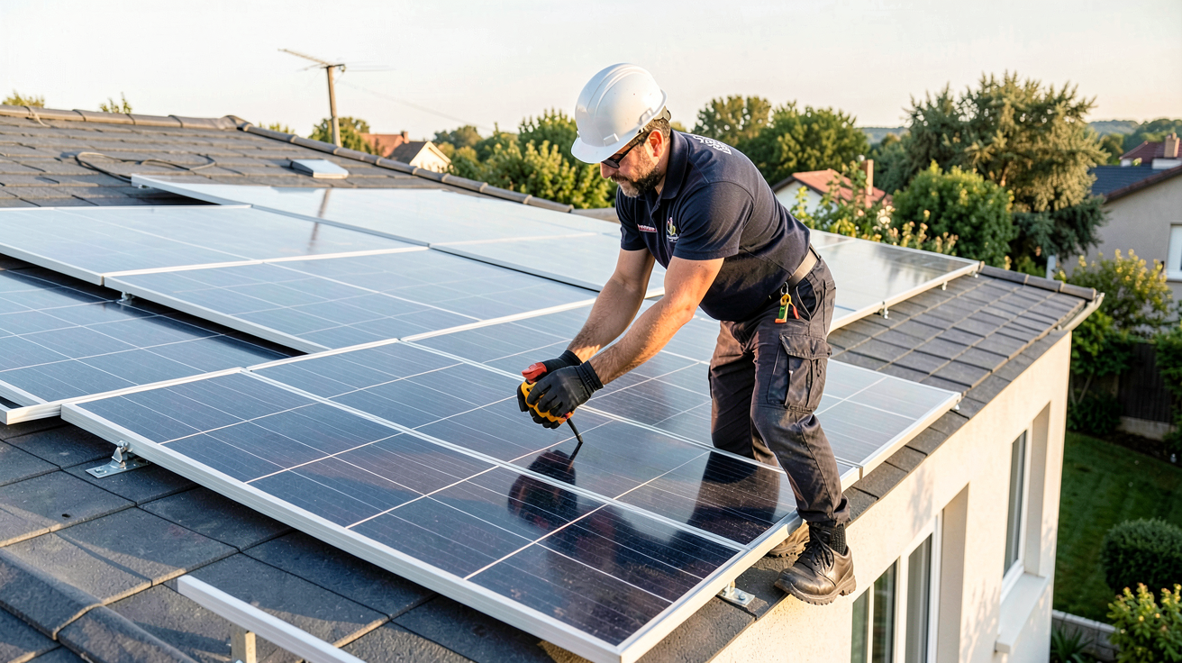 groupe verlaine photovoltaïque installant des solutions sur mesure sur un toit de maison