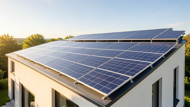 groupe verlaine prix photovoltaïque illustré par une installation de panneaux solaires sur une toiture moderne.
