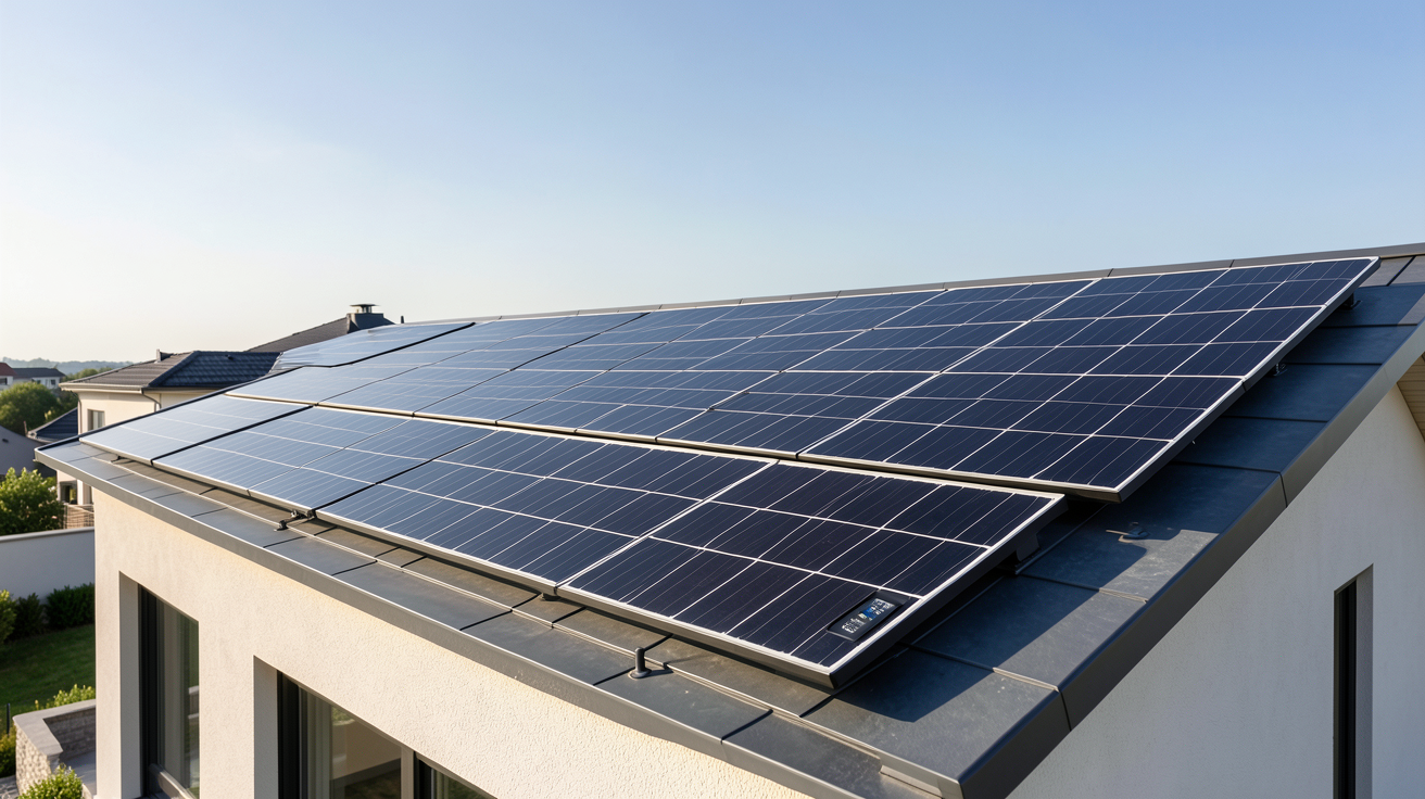 groupe verlaine prix photovoltaïque : kit solaire 6 kWc installé sur toit de maison moderne