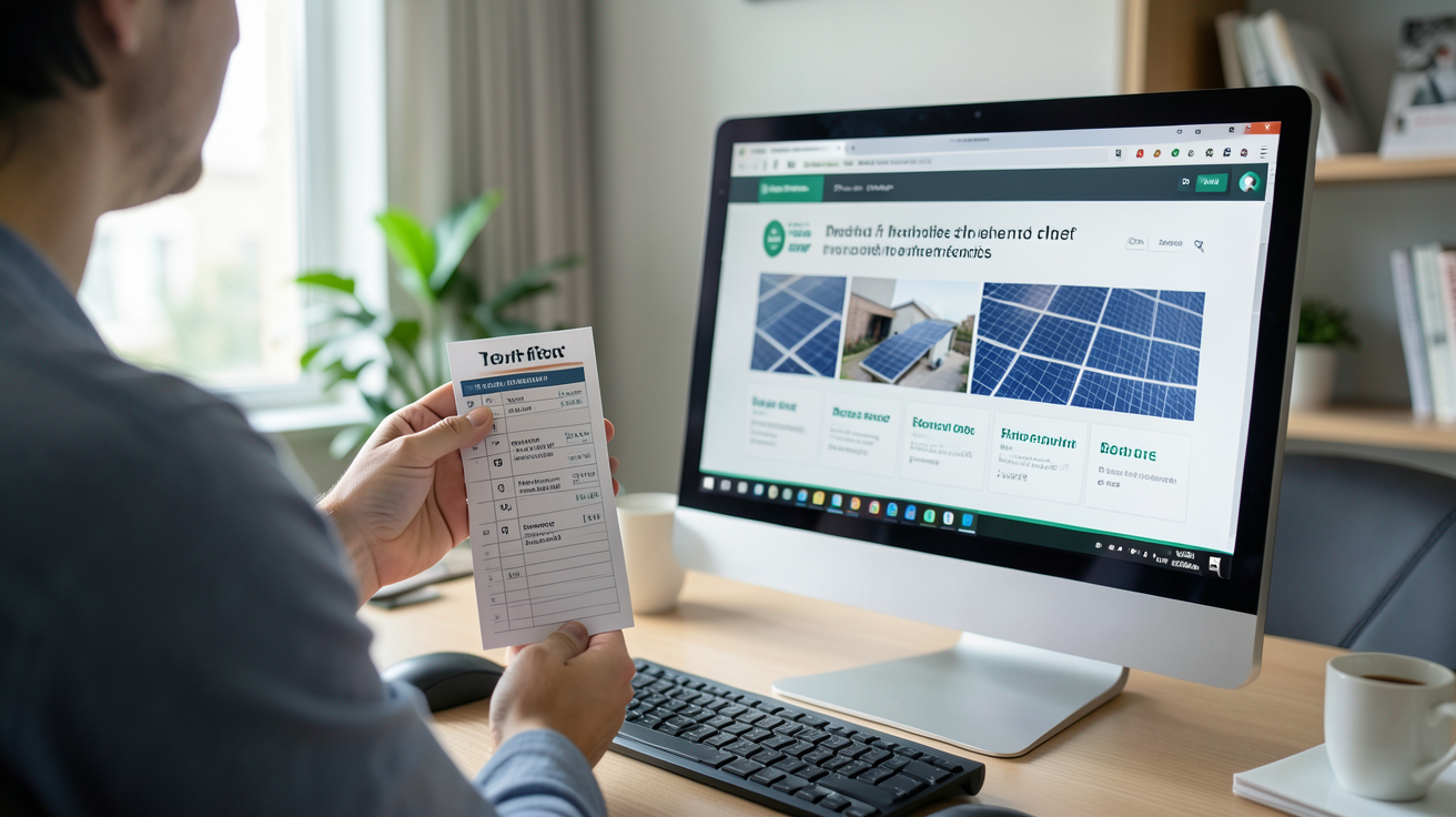 groupe Verlaine prix photovoltaïque : personne comparant des offres photovoltaïques avec une checklist