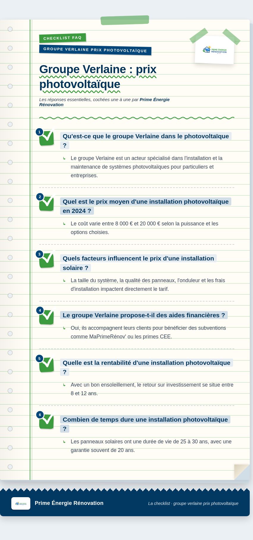 Infographie : Groupe Verlaine : prix photovoltaïque