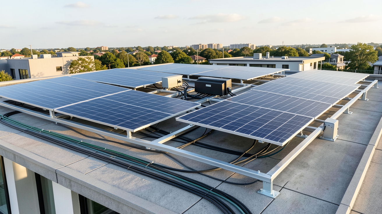 gse photovoltaïque montrant différents systèmes d'installation sur le toit d'une maison moderne