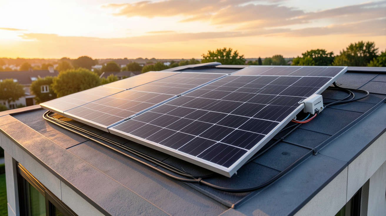 hello watt panneau solaire : kit plug-and-play installé sur le toit d'une maison moderne