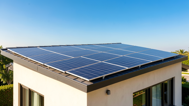 hydro quebec panneau solaire installés sur le toit d'une résidence moderne