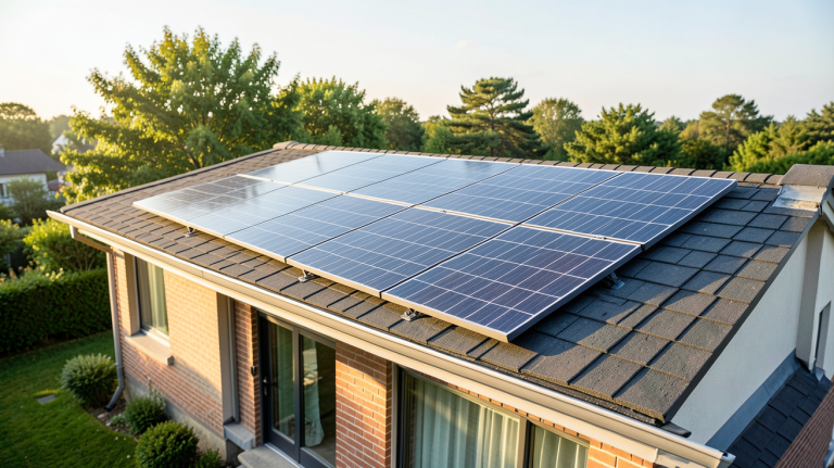 hyundai panneau solaire installé sur le toit d'une maison résidentielle