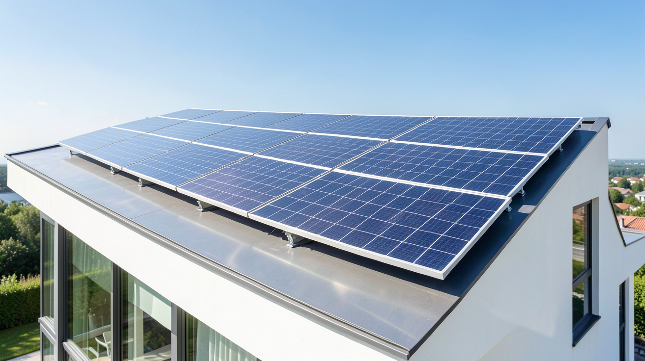 hyundai photovoltaique avec des panneaux solaires installés sur une résidence moderne