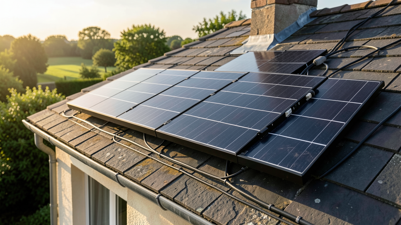 ikea photovoltaique : kit solaire plug-and-play installé sur le toit d'une maison en France