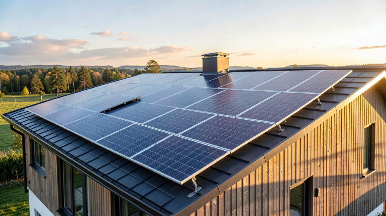 ikea solaire avec des panneaux photovoltaïques élégants installés sur le toit d'une maison contemporaine