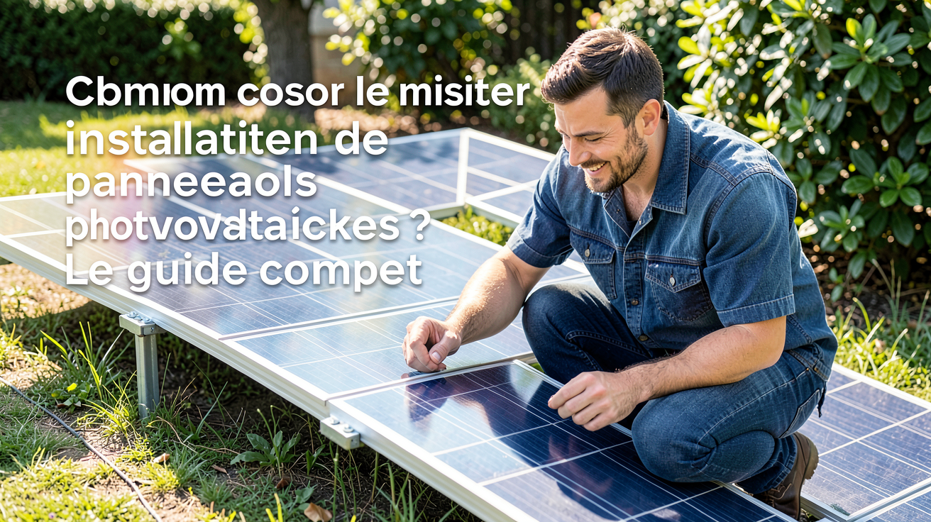 installateur de panneaux photovoltaïques photographié en situation réelle, illustration de l'article