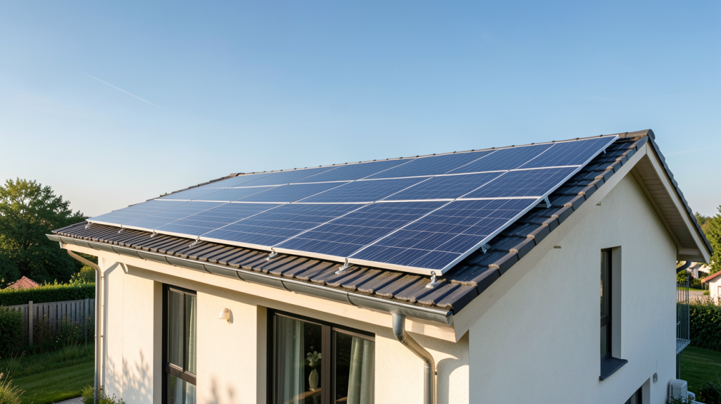 installation de panneaux photovoltaïque sur le toit d'une maison moderne