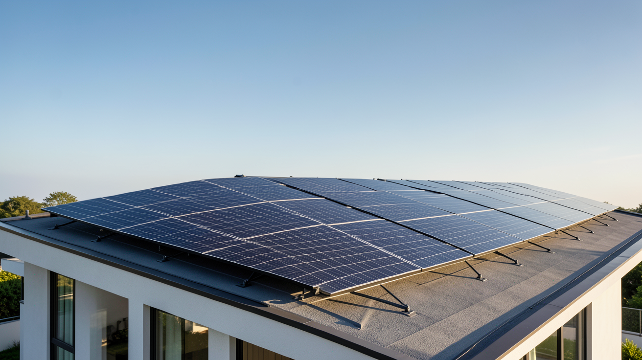 installation de photovoltaïque avec des panneaux solaires sur le toit d'une maison moderne