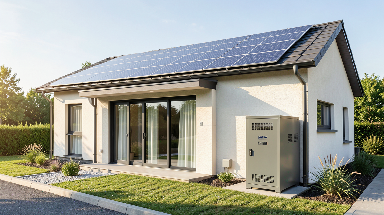 installation électrique autonome avec panneaux solaires et système de stockage par batterie