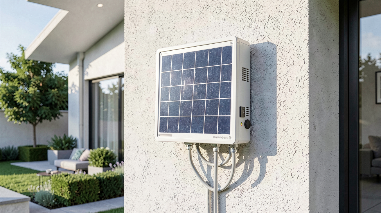 installation onduleur photovoltaïque sur un mur extérieur de maison moderne