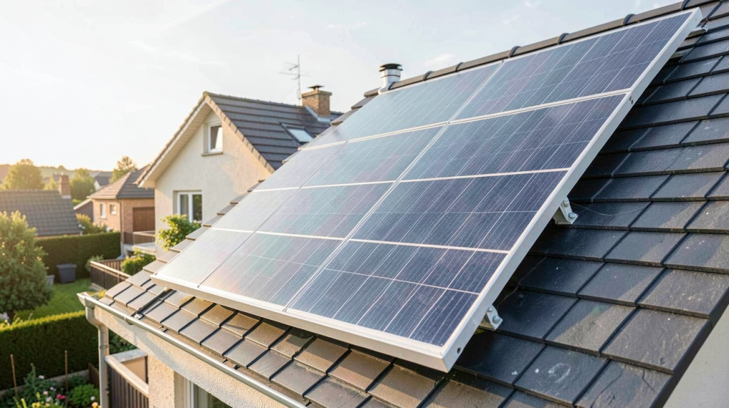 installation onduleur photovoltaïque sur le toit d'une maison moderne