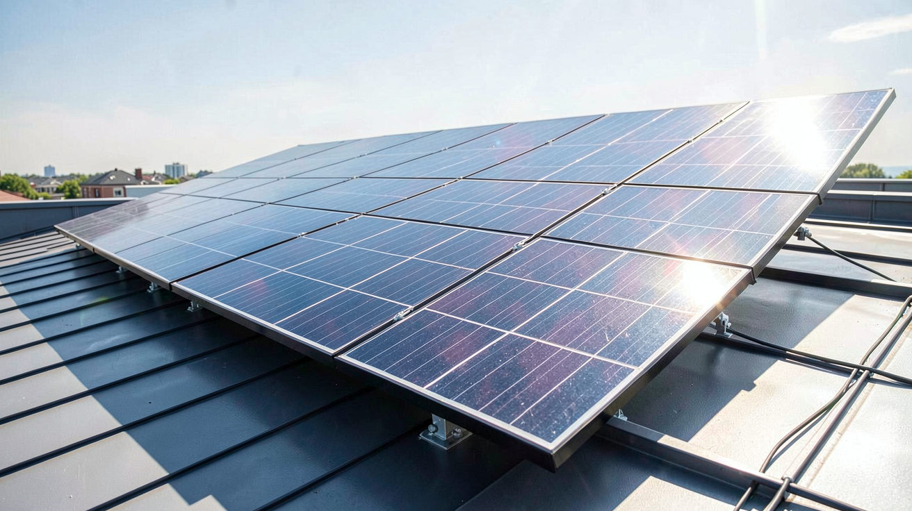 installation panneau photovoltaique avec une inclinaison et une orientation optimisées sur un toit moderne
