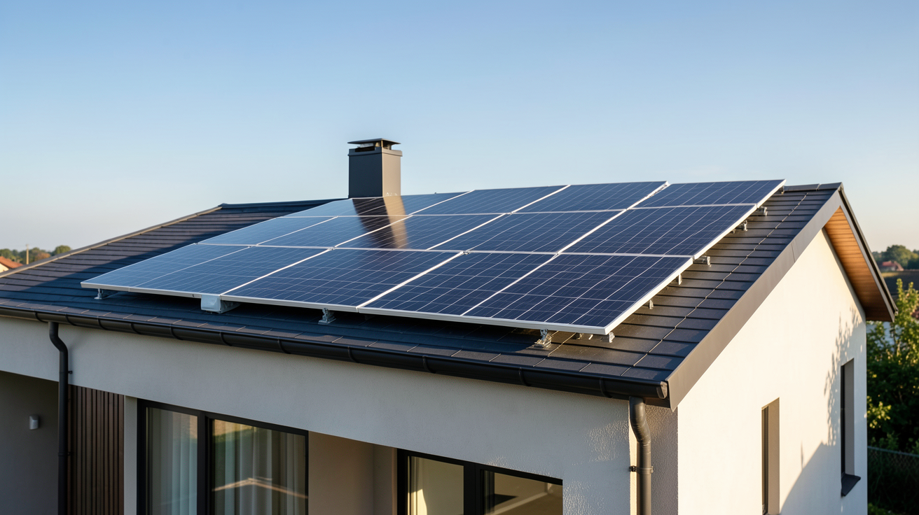 installation panneau solaire autoconsommation sur le toit d'une maison moderne