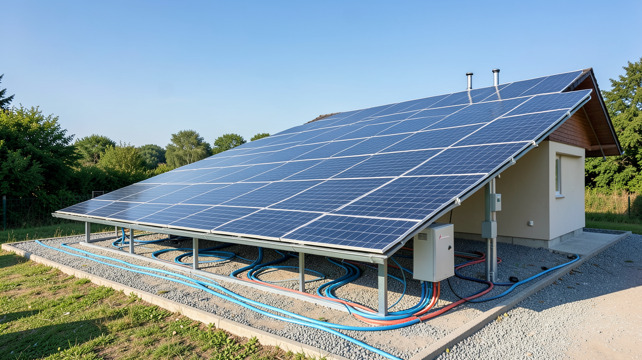 installation panneau solaire avec batterie pour maison montrant les trois types de batteries solaires : lithium-ion, plomb-acide et gel