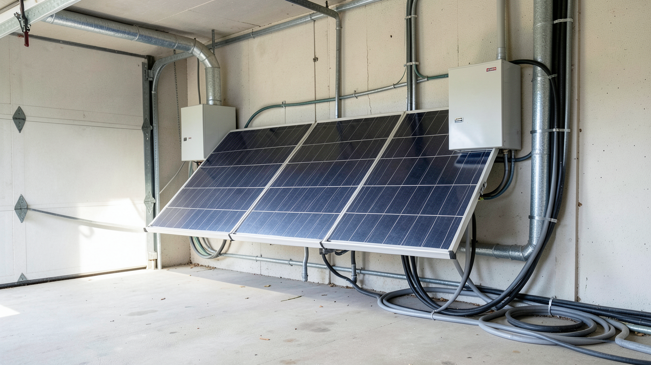 installation panneau solaire batterie : batterie solaire connectée à une installation photovoltaïque existante dans un local technique